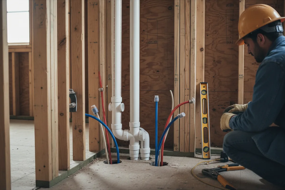 Drain and supply rough-in during Leak Detection in Laughlin