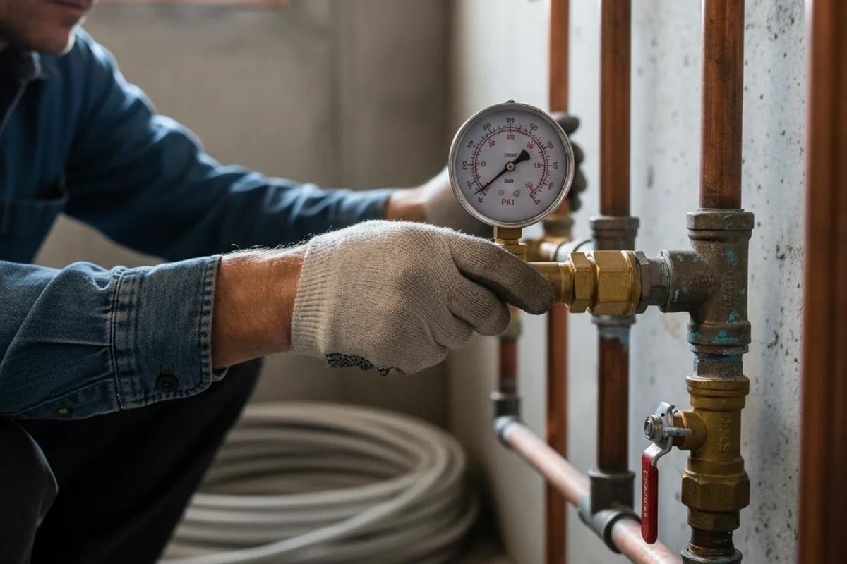 Pressure testing a repaired line during Water Line Repair in Laughlin